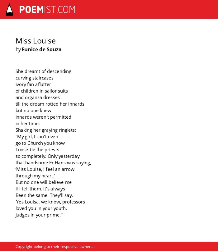 Miss Louise - Miss Louise Poem by Eunice de Souza